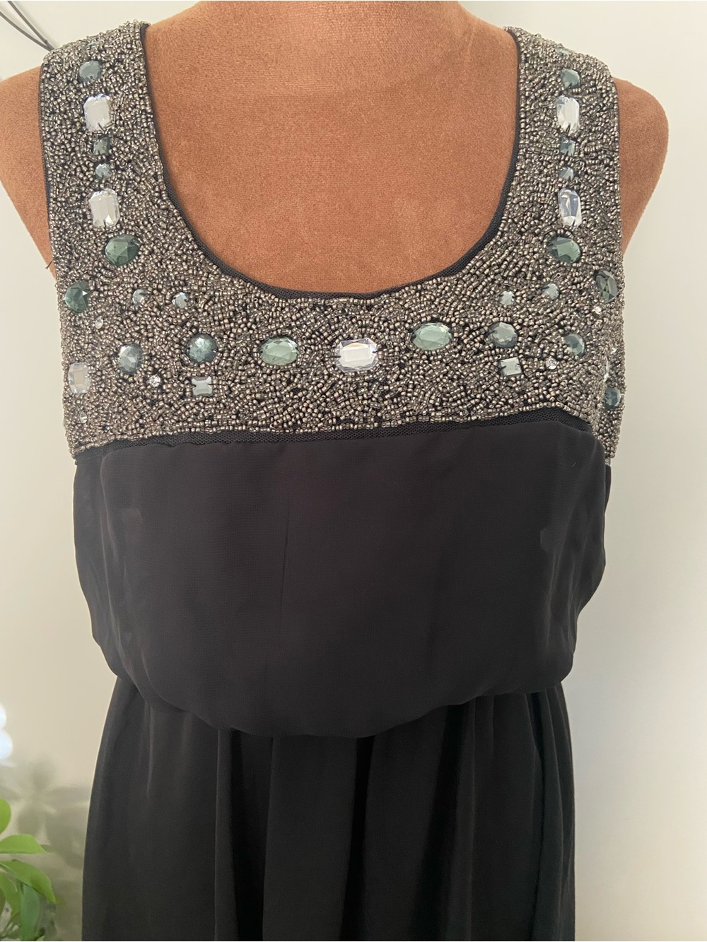 black semi-formal high-low beaded cocktail dress by Lily Rose size xs